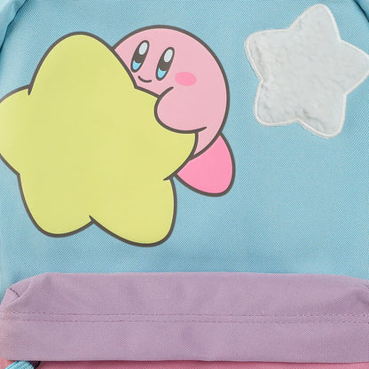 kirby Cartoon character holding a star on a blue background