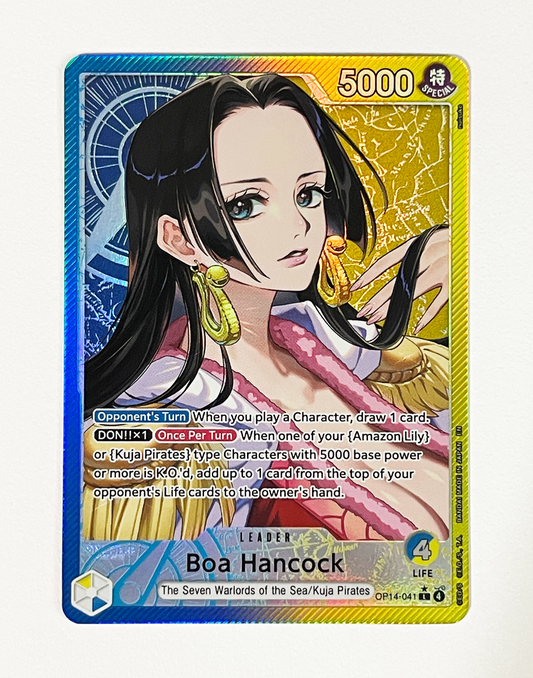 Card featuring Ban Hancock from One Piece an animated character with black hair and gold earrings on a colorful border.