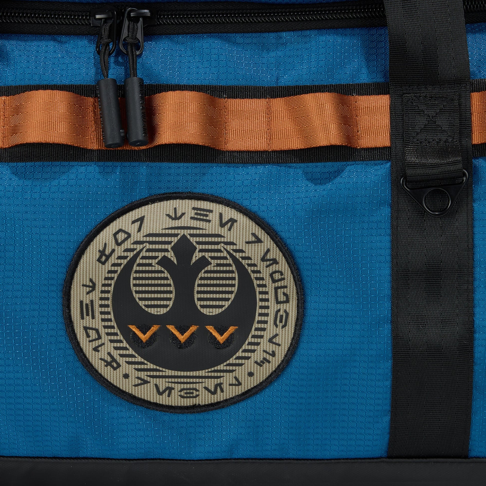 Blue Star Wars Rebel Trudger Duffle Bag with black straps and a visible brand logo on a white background available at chimploot.com