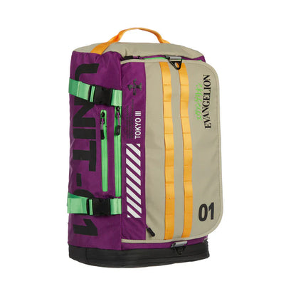 Evangelion EVA 1 Convertible Duffle Bag Backpack Purple Green Yellow Accent Zipper Clips Side Zippers