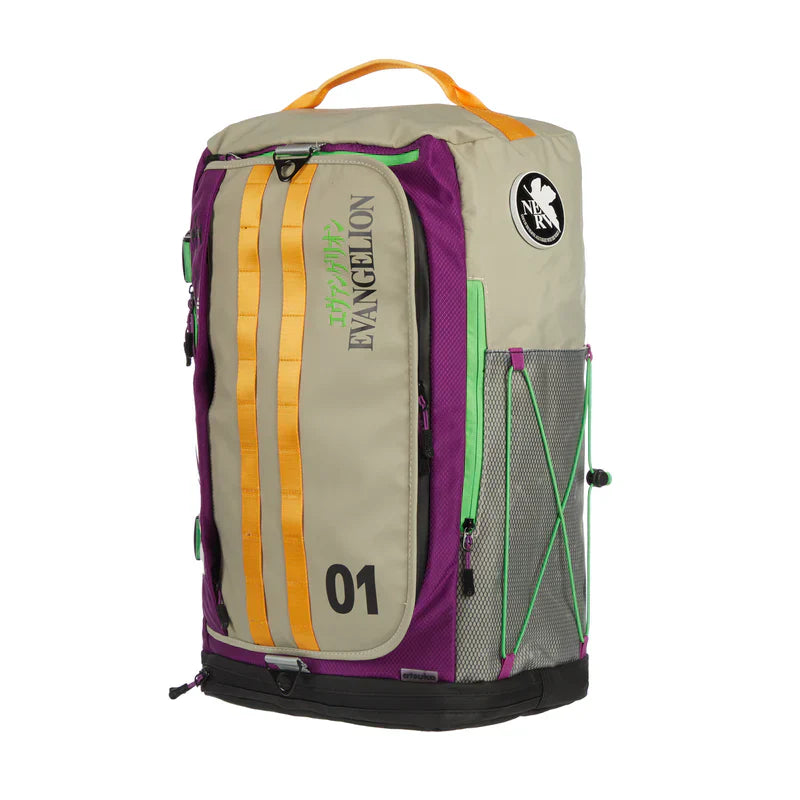 Evangelion EVA 1 Convertible Duffle Bag Backpack Purple Green Yellow Accent Zipper Side Compartment Zipper Pockets