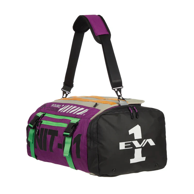 Evangelion EVA 1 Convertible Duffle Bag Backpack Purple Green Yellow Accent Zipper Shoulder Strap