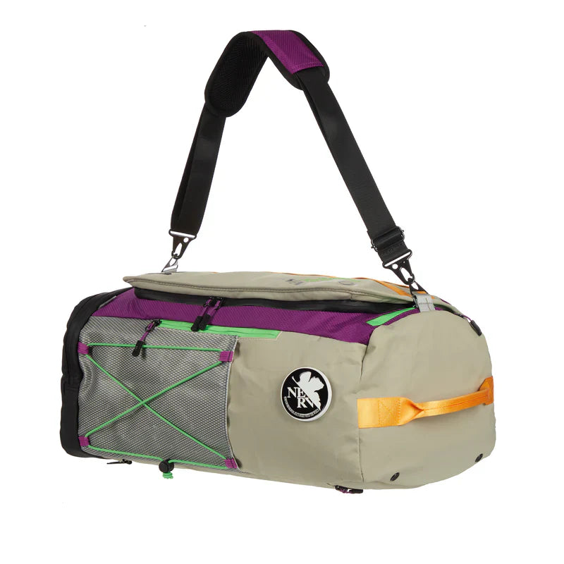 Evangelion EVA 1 Convertible Duffle Bag Backpack Purple Green Yellow Accent Zipper Shoulder strap Side Pocket Mesh Zipper Handle