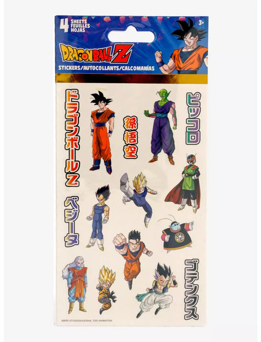 sample image of Dragon Ball Z: Characters 4 Sticker Sheets featuring goku, vegeta, gohan, saiyaman, piccolo, goten, gotenks
