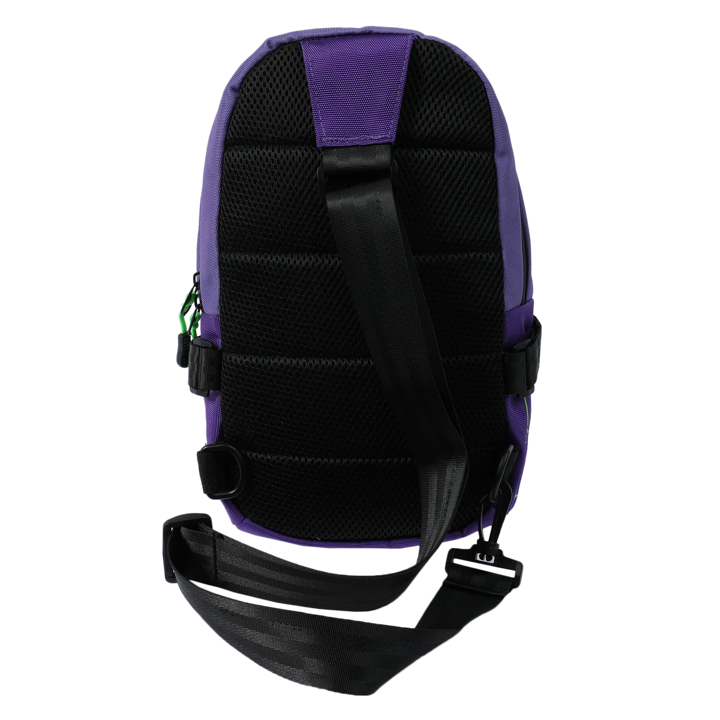 Evangelion EVA Unit-01 Sling Bag Purple Green Zipper Front pocket Back Strap Clip