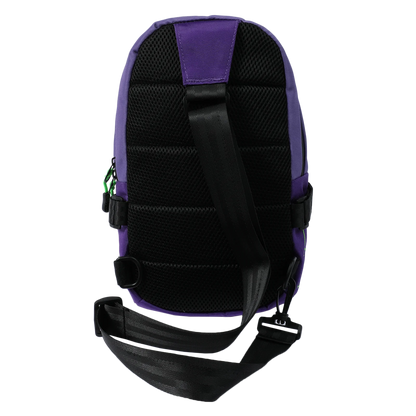 Evangelion EVA Unit-01 Sling Bag Purple Green Zipper Front pocket Back Strap Clip