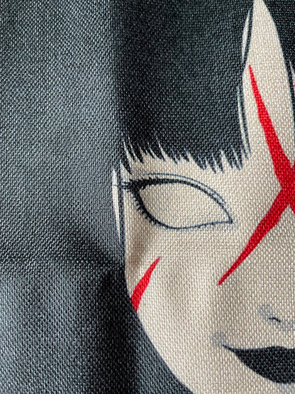 Junji Ito's "Tomie" Slashed Face black collectible Tote Bag