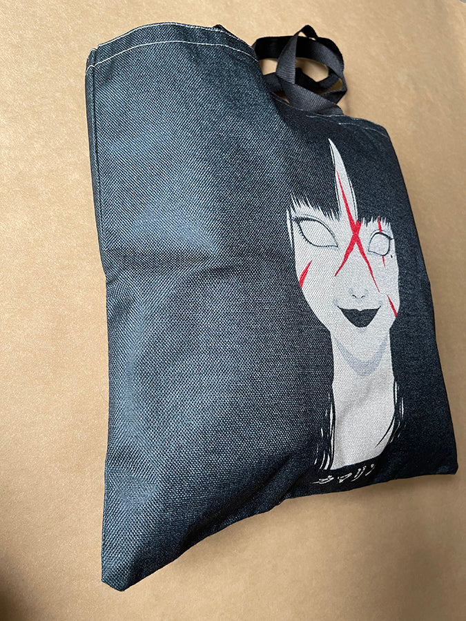 Junji Ito's "Tomie" Slashed Face black collectible Tote Bag