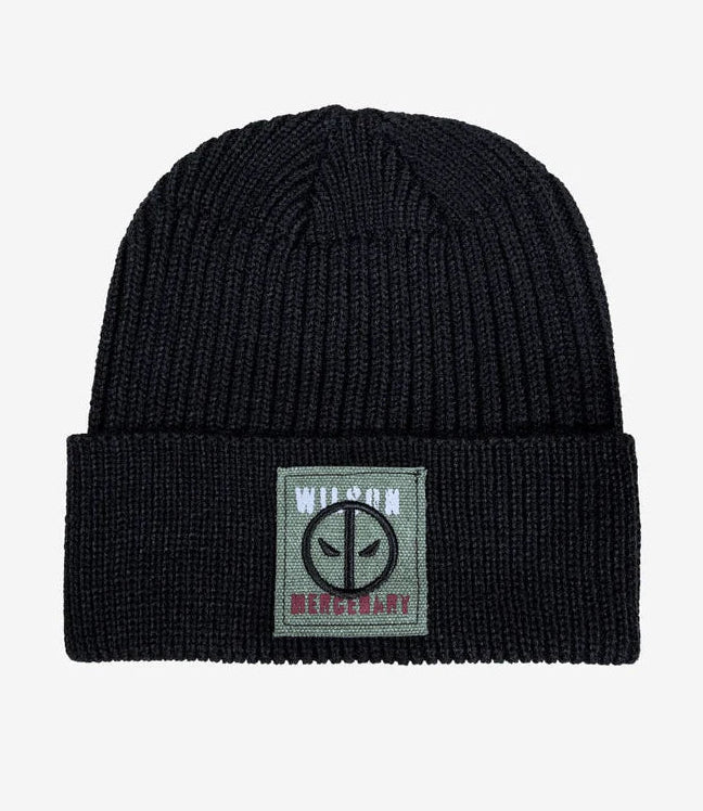 A black quilted Weapon X Deadpool Beanie