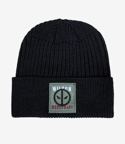 A black quilted Weapon X Deadpool Beanie