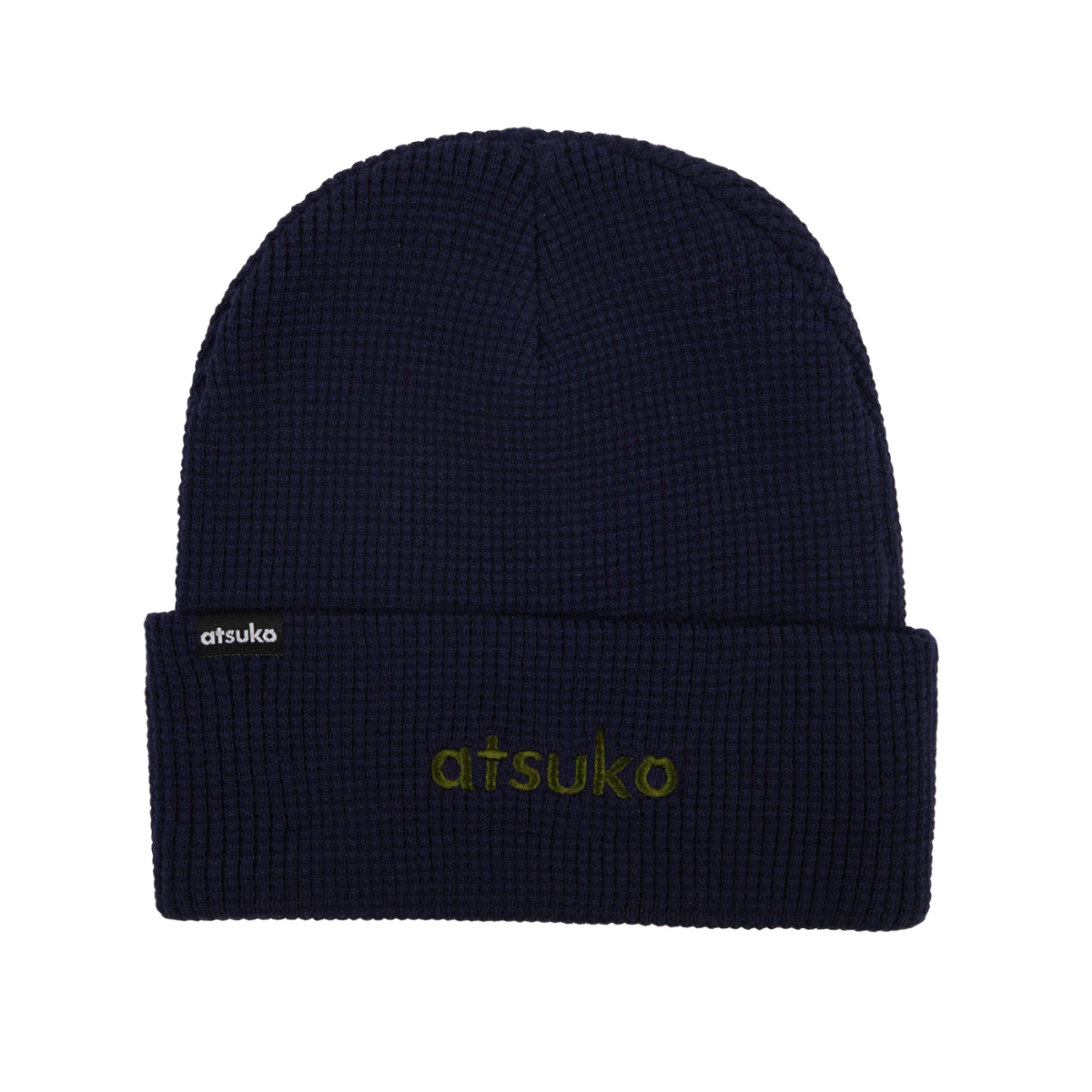 Black beanie with a embroidered Naruto Anbu Blue Waffle Beanie logo