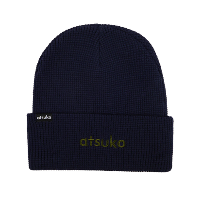 Black beanie with a embroidered Naruto Anbu Blue Waffle Beanie logo
