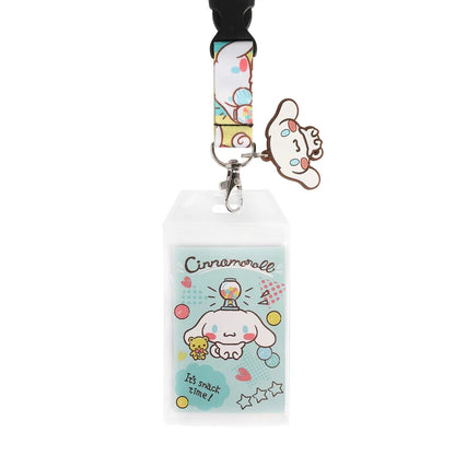 Cinnamoroll character keychain with a colorful strap on a white background