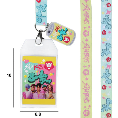 Lanyard with K-Pop Demon Hunters Saja Boys Soda Pop cartoon character design on a white background