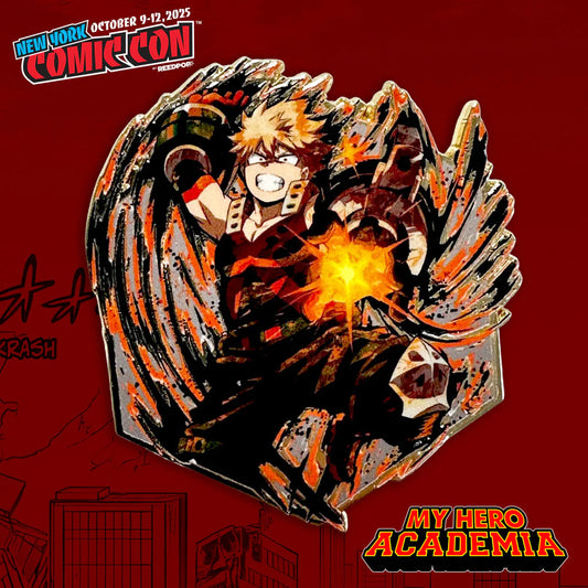 Limited Edition NYCC 2025 Exclusive My Hero Academia Bakugo pin in Premium enamel, individually numbered, officially licensed collectible for fans and pin collectors.