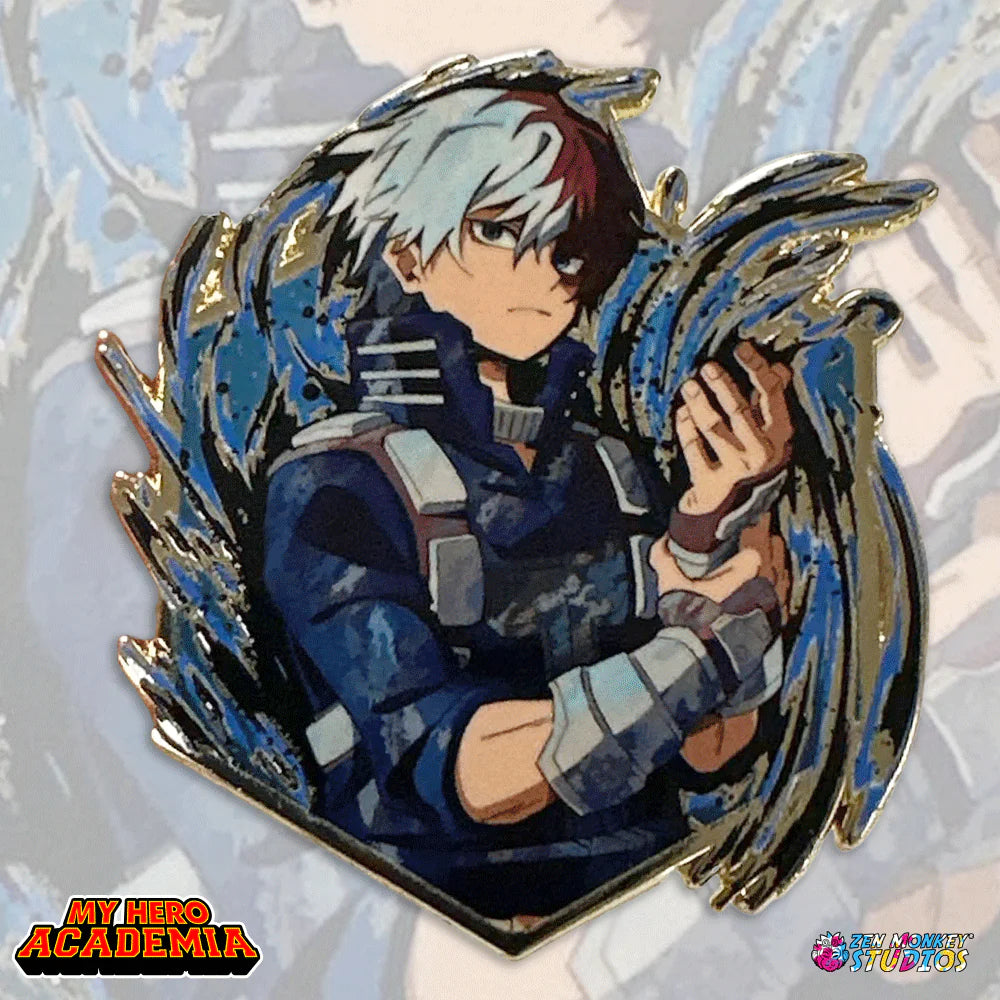 Animated character My Hero Academia with blue hair and armor, Painterly Series: My Hero Academia Shoto Todoroki - Limited Edition Pin