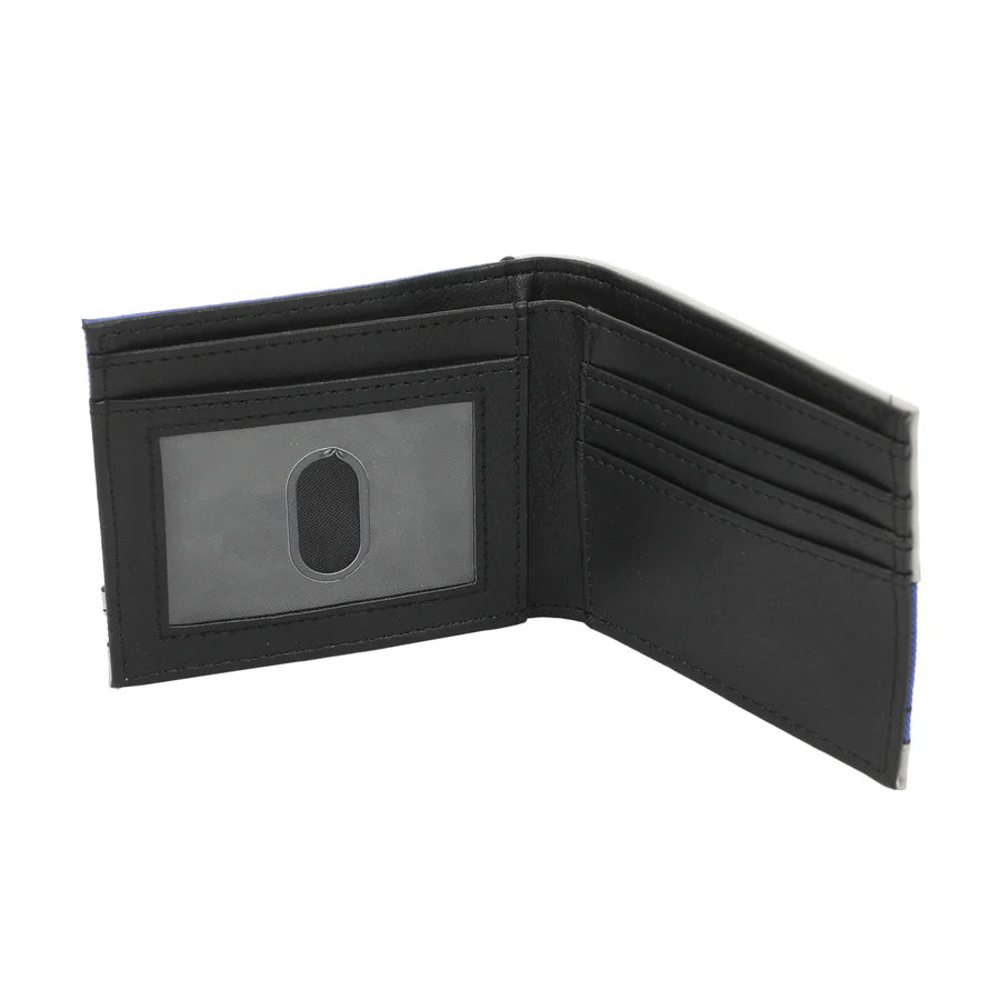 Captain America: Brave New World Bi-Fold Blue and gray wallet with star emblem on a white background