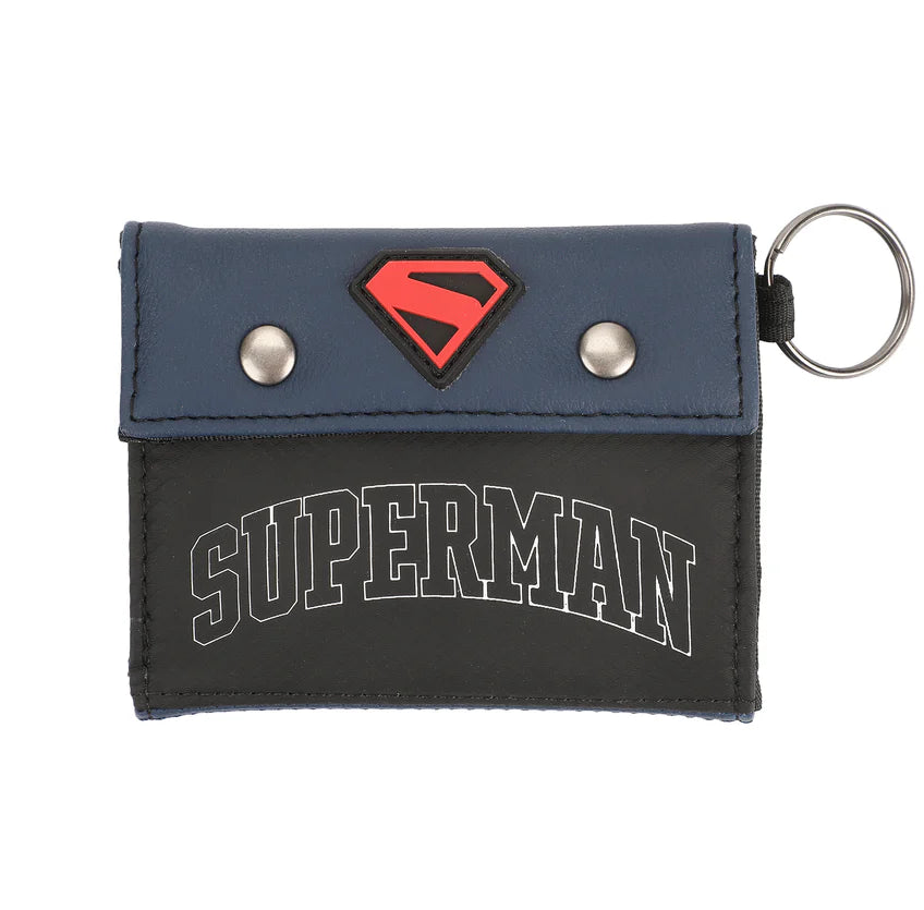 Superman movie 2025 wallet with key ring on a white background