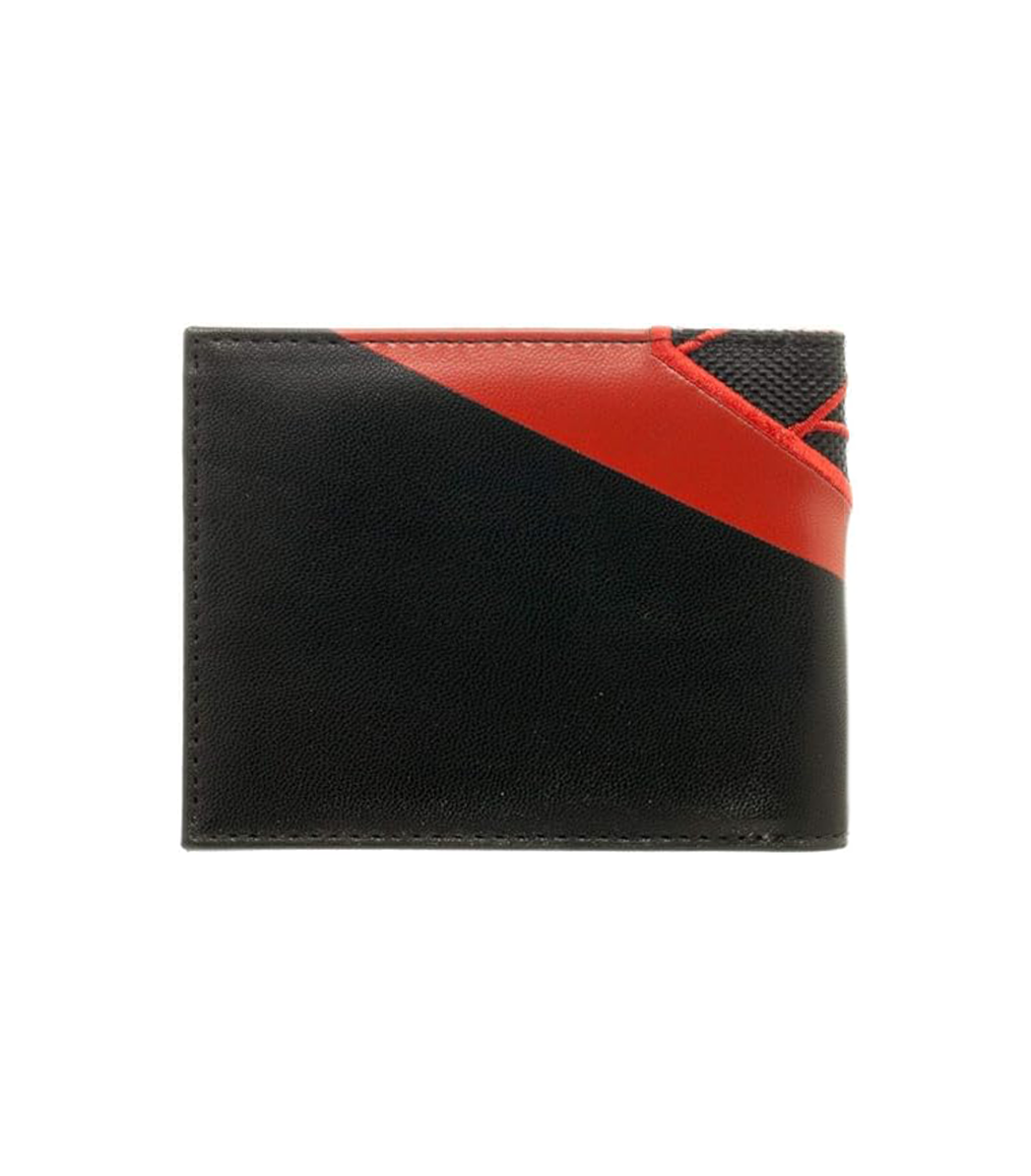 Spider-Man Miles Morales themed wallet with web design on a white background