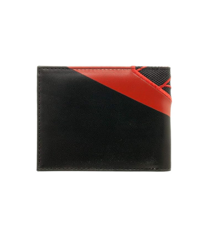 Spider-Man Miles Morales themed wallet with web design on a white background