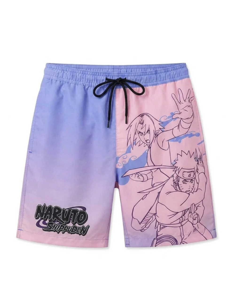 Anime-themed shorts with character design and 'Naruto' branding on a gradient background
