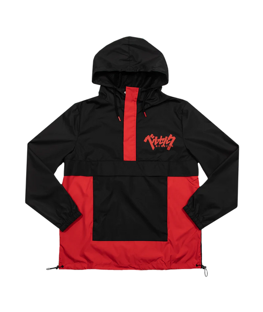 Black Red Logo Berserk Guts Polyester Windbreaker Anorak With Hood
