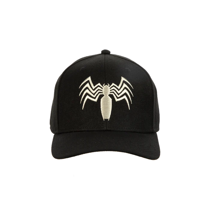 Officially Licensed Marvel Merchandise Spider-man Collectible Black and white Embroidered Venom symbiote Logo Adjustable Snapback hat