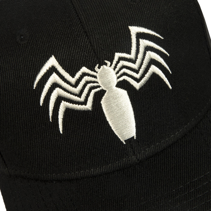 Officially Licensed Marvel Merchandise Spider-man Collectible Black and white Embroidered Venom symbiote Logo Adjustable Snapback hat