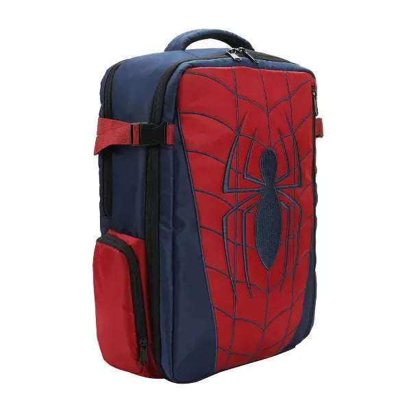 Marvel Spider-Man themed large travel backpack with red and blue design on a white background available at chimploot.com