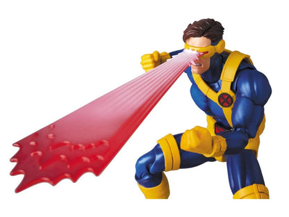 Superhero action figure with a red weapon on a white background