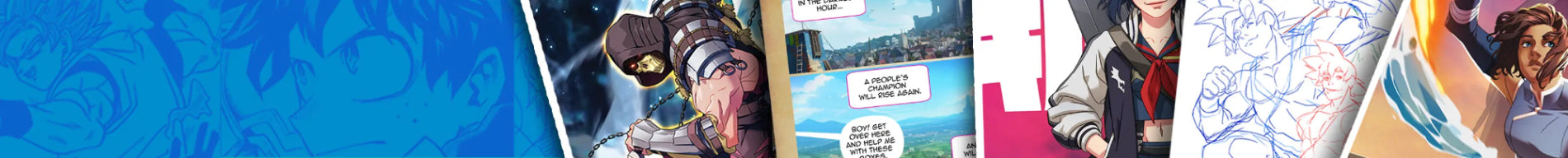 Collage of comic book panels with various characters and scenes.