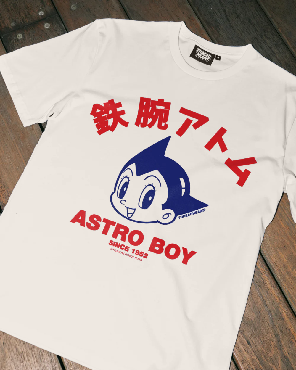 Off white Natural Astro Boy Face Premium Oversized T-Shirt by Threadheads
