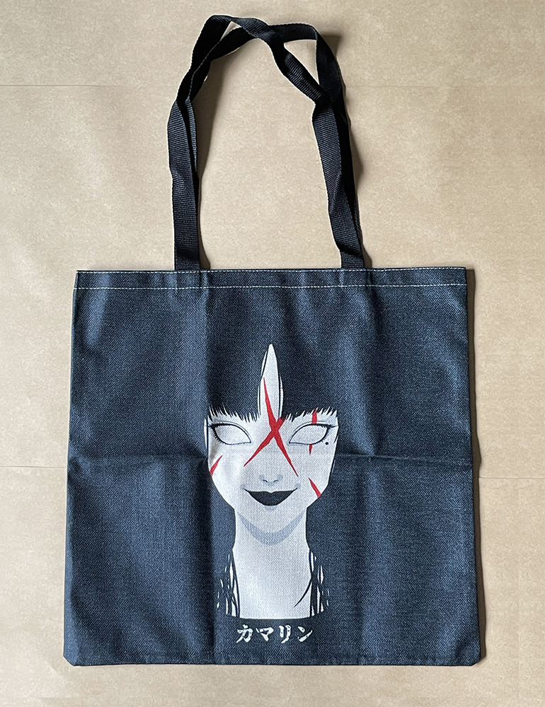 Junji Ito's "Tomie" Slashed Face black collectible Tote Bag