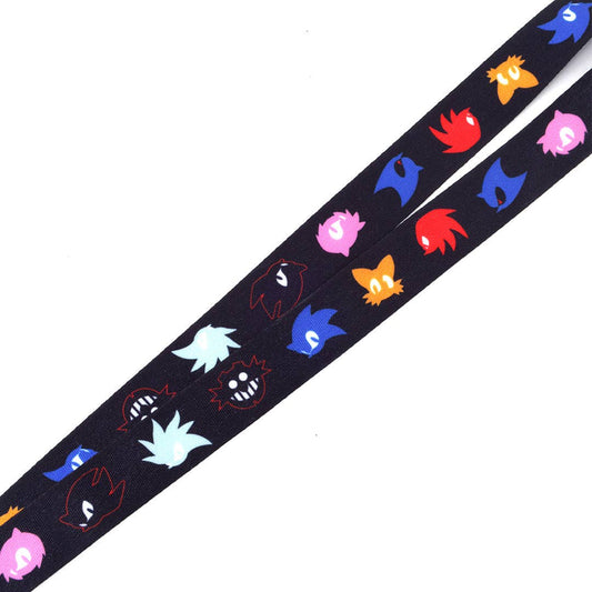 Colorful Sonic the Hedgehog cartoon character pattern on a black background