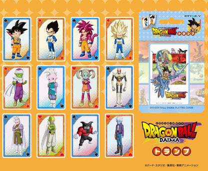 Collection of Dragon Ball Z trading cards on a matching card packaging with 'Dragon Ball Daima' branding.