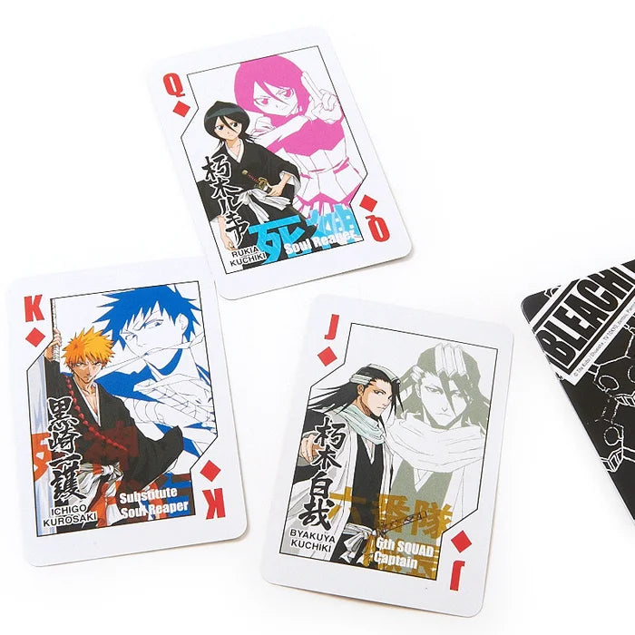 Playing cards featuring anime characters Bleach Soul Reaper on a white background available at chimploot.com