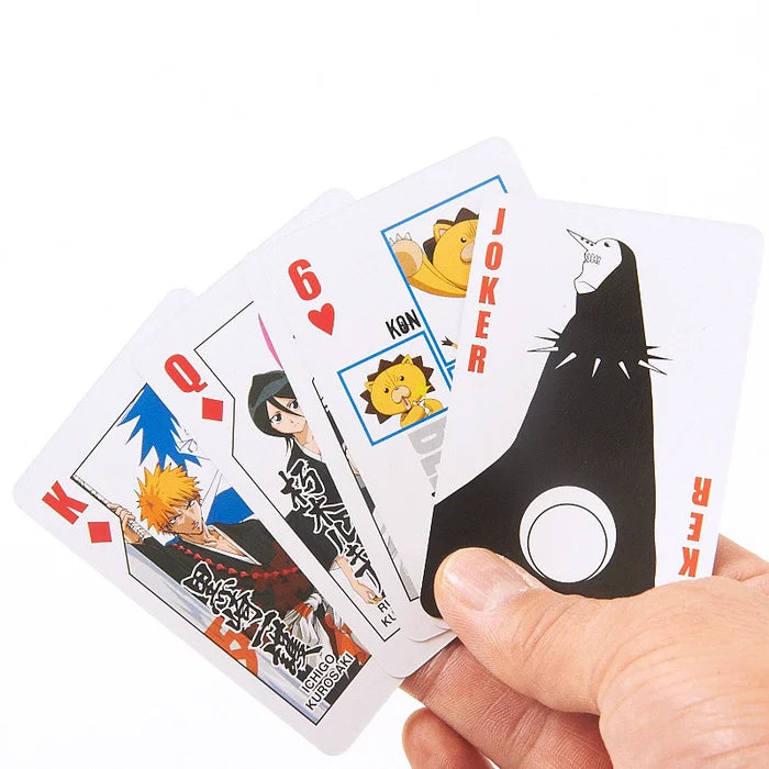 Playing cards featuring anime characters Bleach Soul Reaper on a white background available at chimploot.com