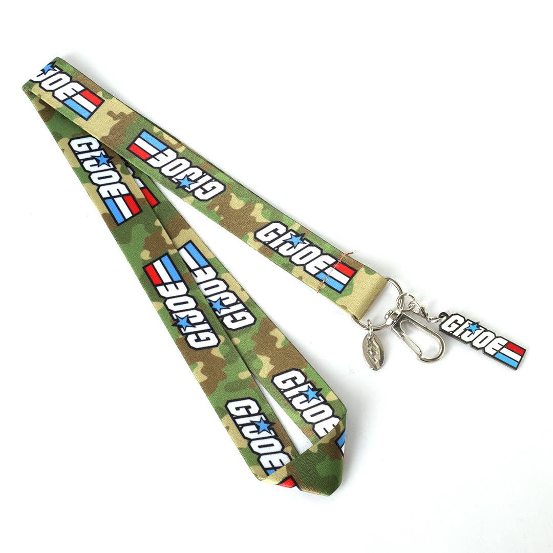 Officially licensed G.I. Joe lanyard featuring two collectible metal charms, a durable 20" polyester strap, and classic 1980s-inspired designs for fans and collectors.
