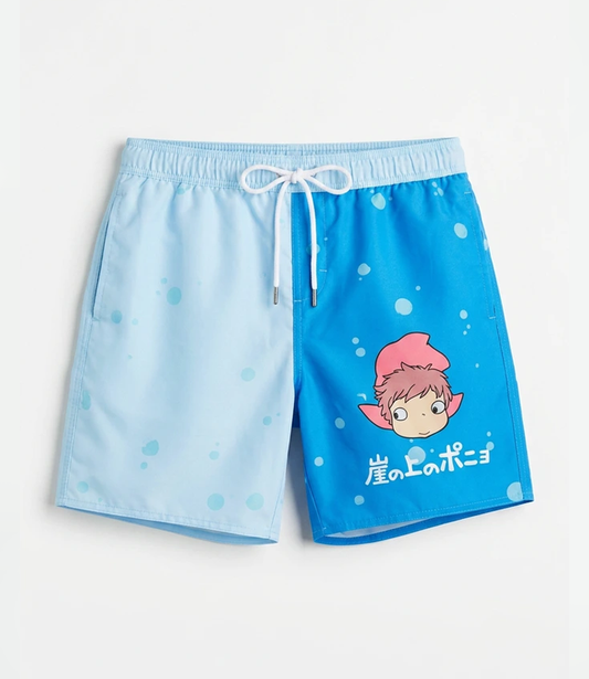 Studio Ghibli Ponyo blue Split Swim Trunks