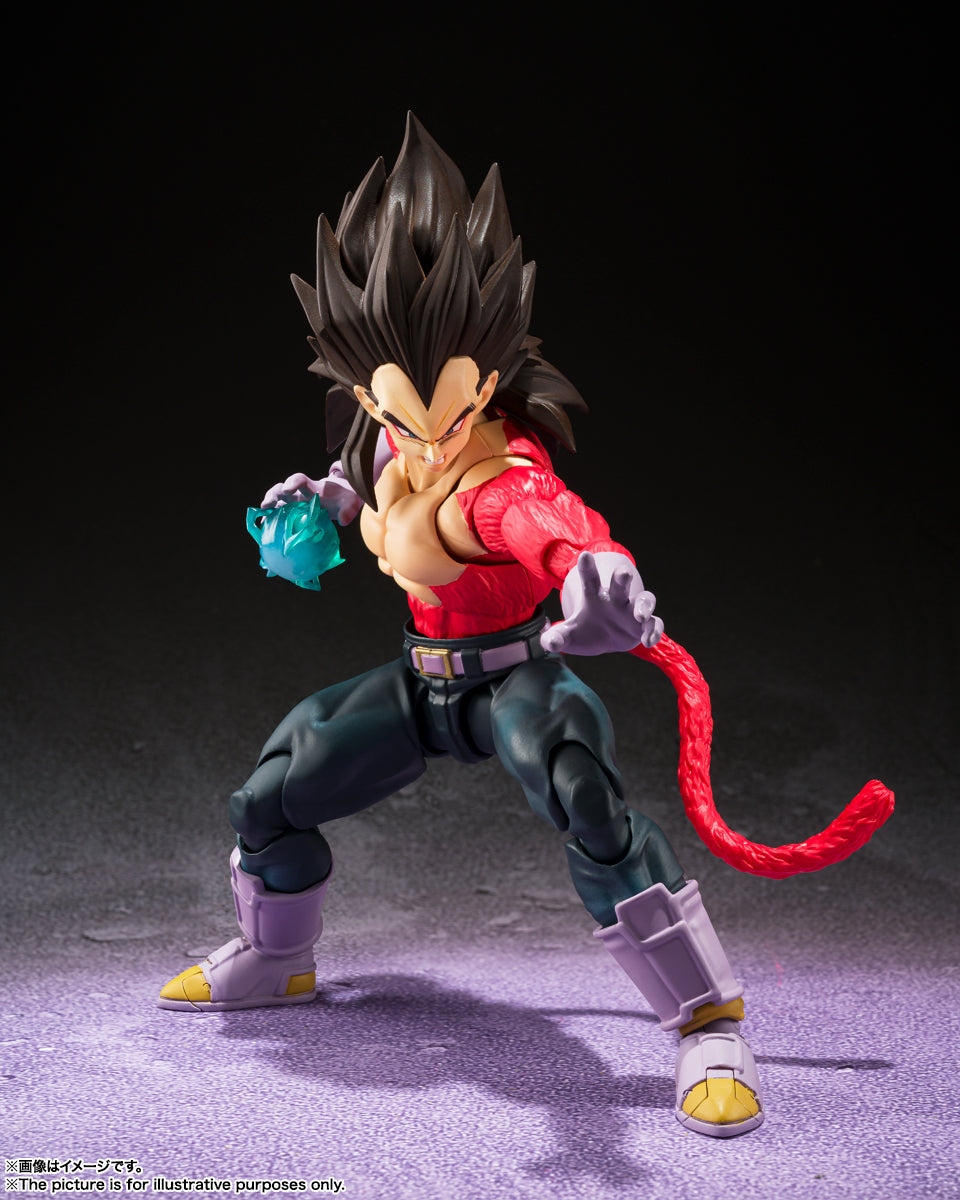 S.H.Figuarts Dragon Ball GT Vegeta Super Saiyan 4 Posable Figure Interchangable Face Interchagable Hands Special Effects Included Tail Bandai Tamashii Nations Collectable Figure