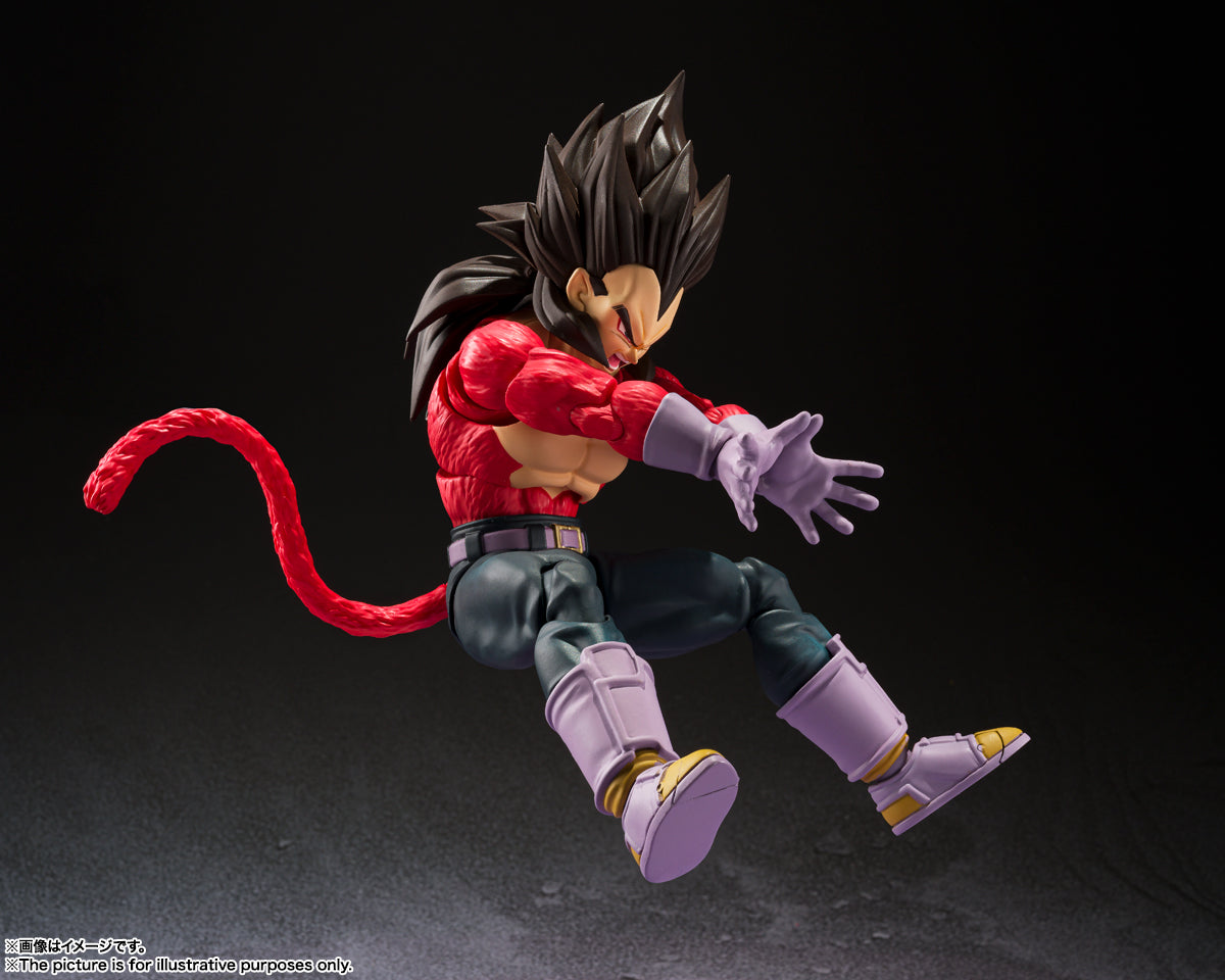 S.H.Figuarts Dragon Ball GT Vegeta Super Saiyan 4 Posable Figure Interchangable Face Interchagable Hands Special Effects Included Tail Bandai Tamashii Nations Collectable Figure