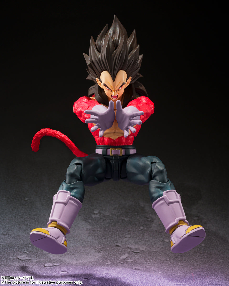 S.H.Figuarts Dragon Ball GT Vegeta Super Saiyan 4 Posable Figure Interchangable Face Interchagable Hands Special Effects Included Tail Bandai Tamashii Nations Collectable Figure