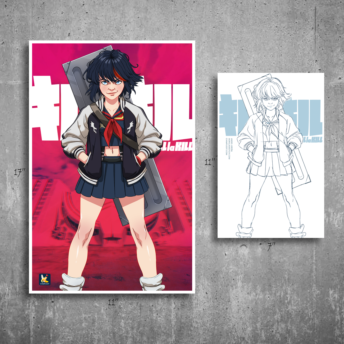 exclusive Kill la kill anime manga ryuko matoi collectible large 11 x 17 print available at Chimploot.com