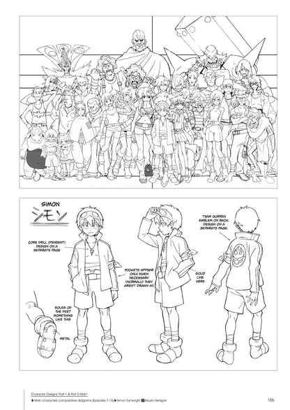 Gurren Lagann Archives Paperback Inside Pages Character Design Art