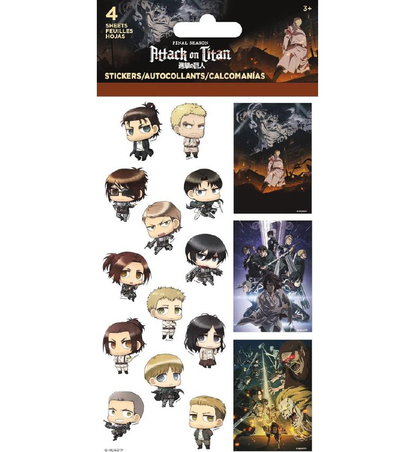 Attack On Titan Characters 4 Sticker Sheets available at ChimpLoot.com