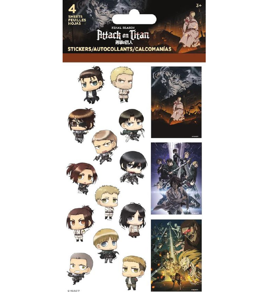 Attack On Titan Characters 4 Sticker Sheets available at ChimpLoot.com