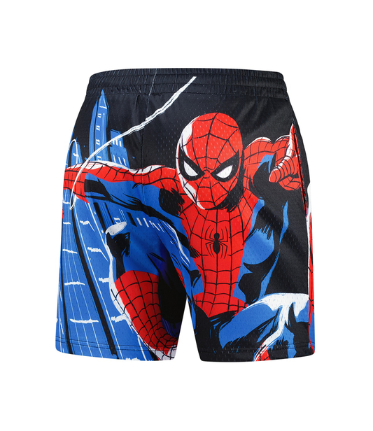 Spider-Man Black Big Print Mesh Shorts