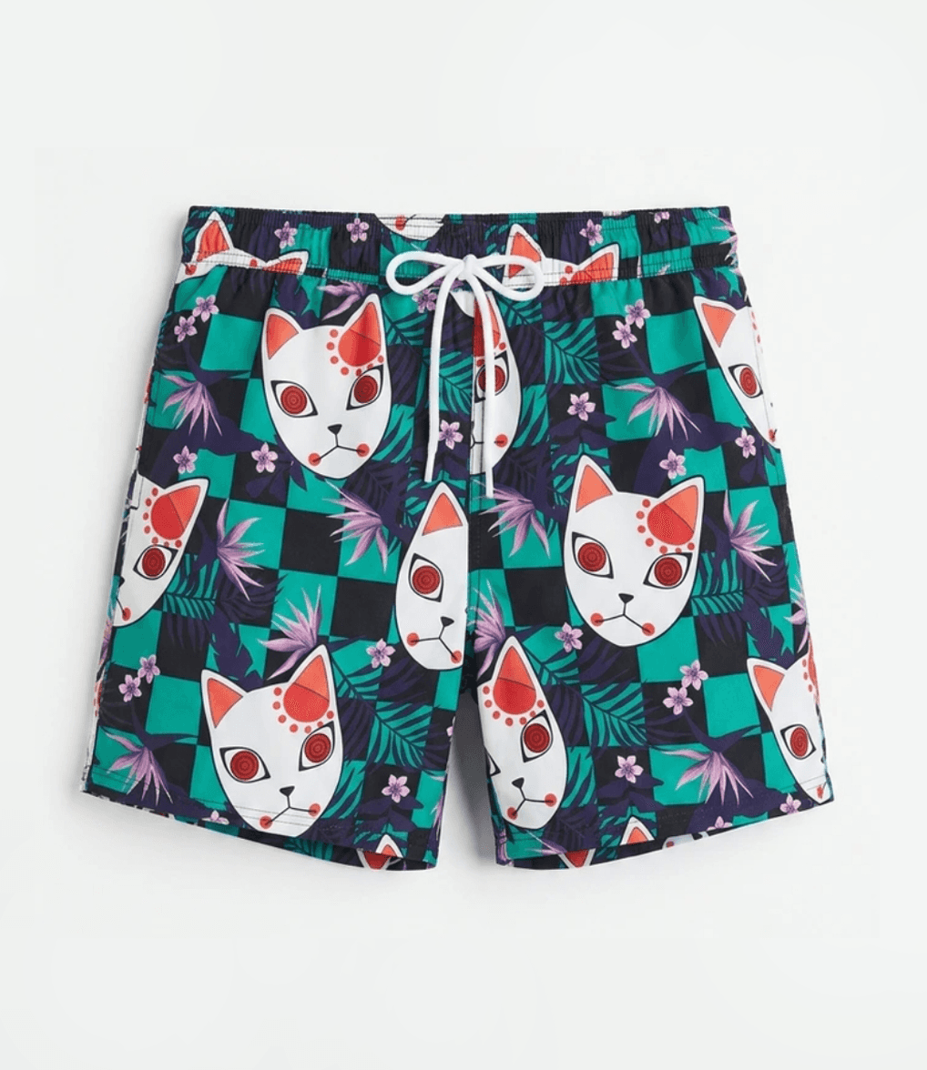 Demon Slayer: Kimetsu No Yaiba Tanjiro Mask Tropical Swim Trunks