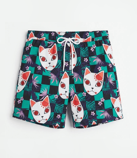 Demon Slayer: Kimetsu No Yaiba Tanjiro Mask Tropical Swim Trunks
