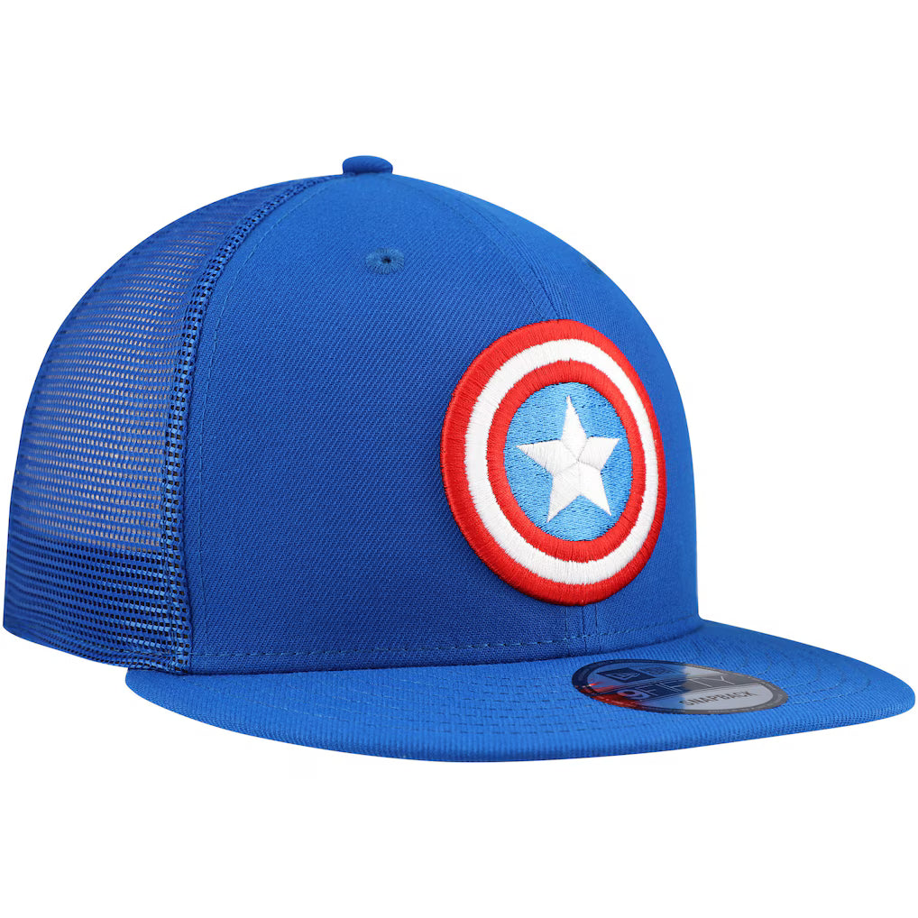 Captain America Blue New Era 9FIFTY Snapback Trucker Hat